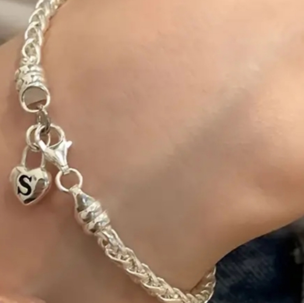 925 Sterling Silver Bracelet with Open Heart - Picture 3 of 8